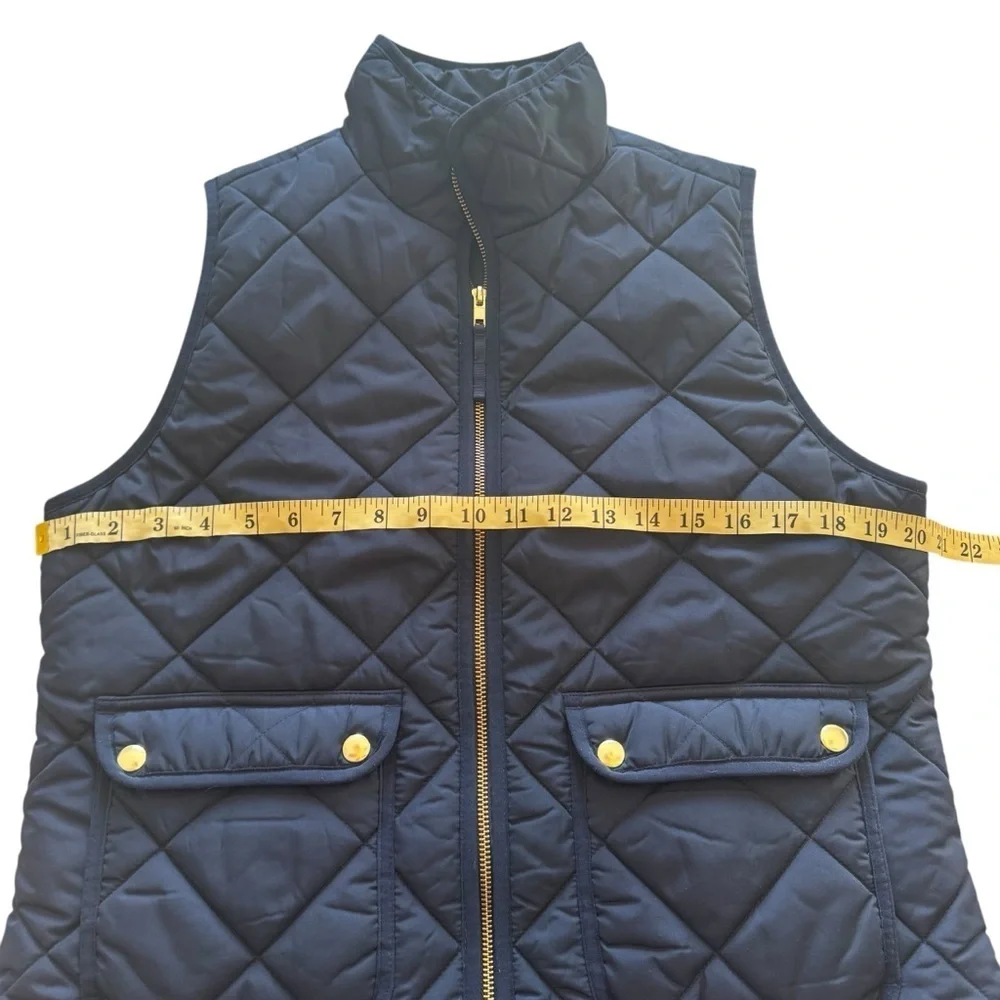 J. Crew Navy Quilted Vest with Gold Hardware